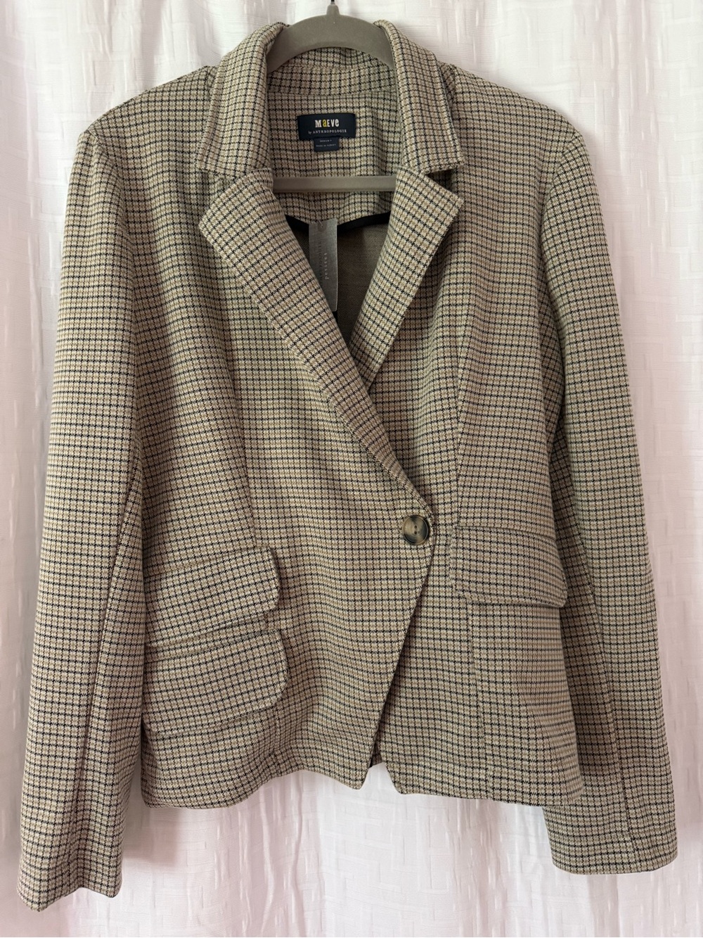 Maeve Anthropologie Houndstooth Blazer Medium Petite NWT